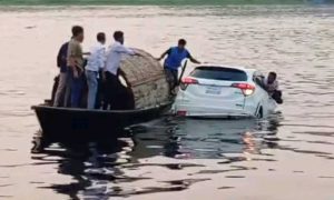 ফেরি থেকে নদীতে প্রাইভেট কার