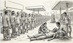 রাজশাহীতে তেলের জন্য লাইনে দাঁড়িয়ে তীব্র গরমে কৃষকের মৃত্যু