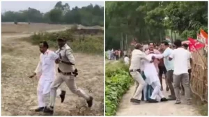 পশ্চিমবঙ্গে বিজেপির প্রার্থীকে মাঠের মধ্য ধাওয়া দিয়ে মারধর