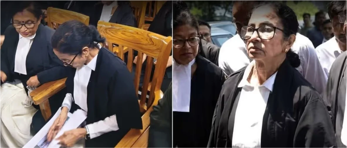 আইনজীবীর পোশাকে হাইকোর্টে মমতা! ‘চোর চোর’ স্লোগান আদালত চত্বরে