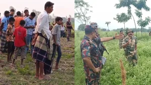 বিএসএফের পুশইন রুখে দিতে বিজিবির সঙ্গে পাহারায় গ্রামবাসী