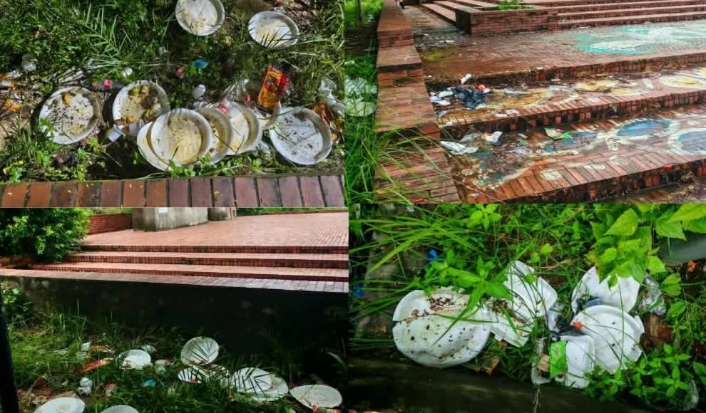 কুমিল্লা বিশ্ববিদ্যালয়ের কেন্দ্রীয় শহীদ মিনারে আবর্জনার স্তূপ, ক্ষুব্ধ শিক্ষার্থীরা